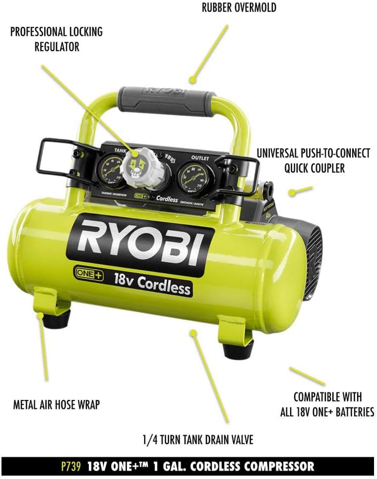 RYOBI P739 18V ONE+™ 1 Gallon air compressor (tool only)