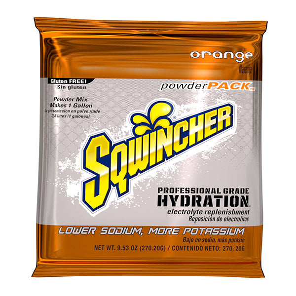 Sqwincher® Regular Powder Packs, 9.53 oz Packs, 1 gal Yield, Orange, 4 Boxes/20 Each