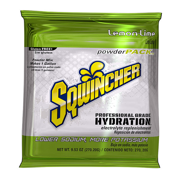 Sqwincher® Regular Powder Packs, 9.53 oz Packs, 1 gal Yield, Lemon-Lime, 4 Boxes/20 Each