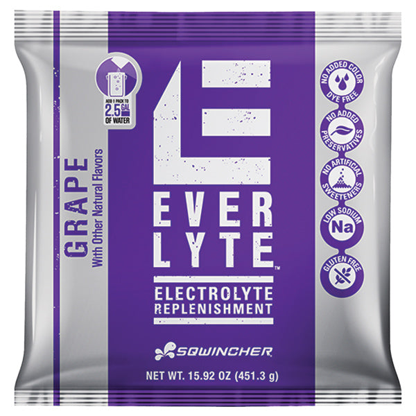 Sqwincher® EverLyte™ Powder Packs, 15.92 oz Packs, 2.5 gal Yield, Grape, 32/Case