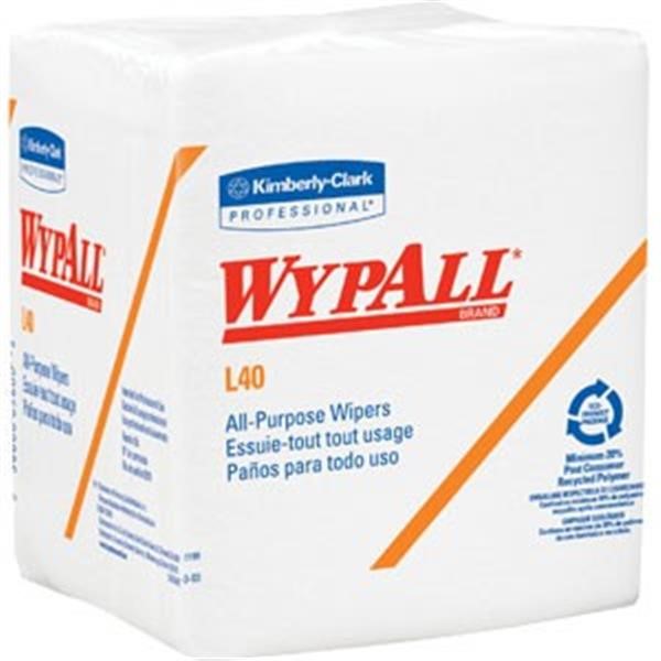 WypAll* L40 Wipers, 1/4-Fold, 12 1/2" x 12", White, 18 Packs/56 Each