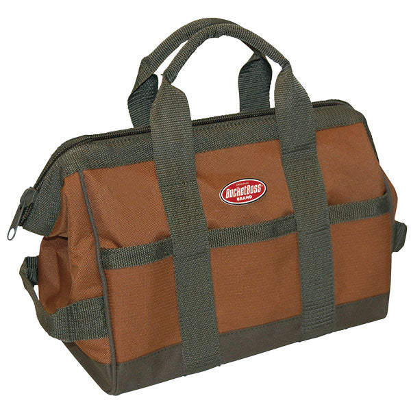 Bucket Boss® GateMouth® Jr. Tool Bag, 9"L x 12"H x 16"W, Brown/Green, 1/Each