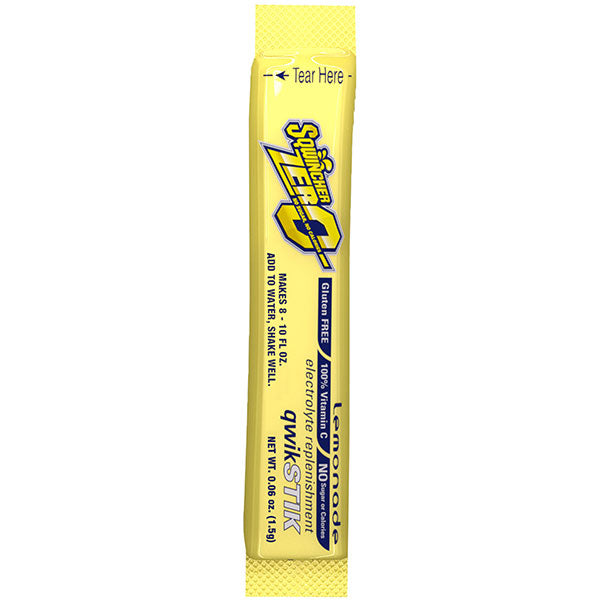 Sqwincher® QwikStik™ Zero Single Serve, 0.06 oz Packs, 8–10 oz Yield, Lemonade, 10 Bags/50 Each