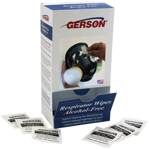 Gerson® Full Face Respirator Wipes, Alcohol-Free, 100/Box