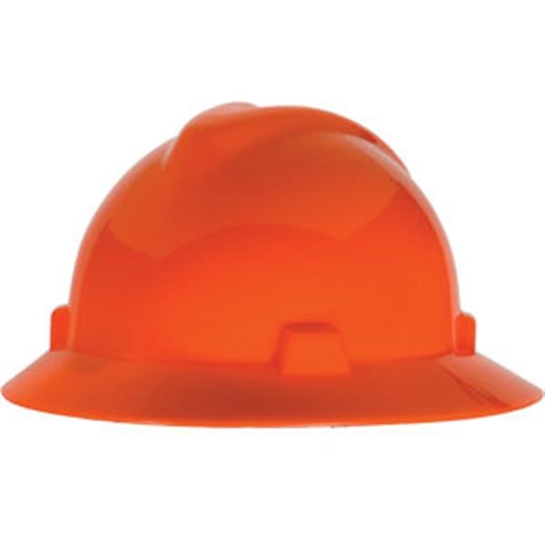 MSA V-Gard® Slotted Hat w/ Fas-Trac® Suspension, Hi-Vis Orange, 1/Each