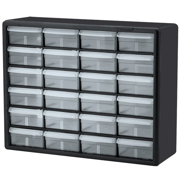 Akro-Mils® Plastic Storage Cabinet, 24 Drawer (Large), Black, 1/Each