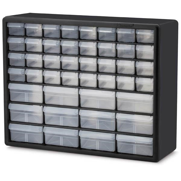 Akro-Mils® Plastic Storage Cabinet, 44 Drawer (12 Large/32 Small), Black, 1/Each