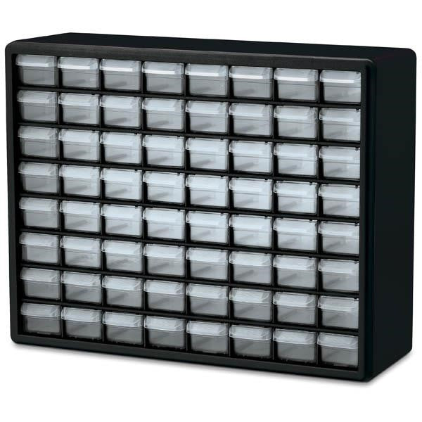 Akro-Mils® Plastic Storage Cabinet, 64 Drawer (Small), Black, 1/Each