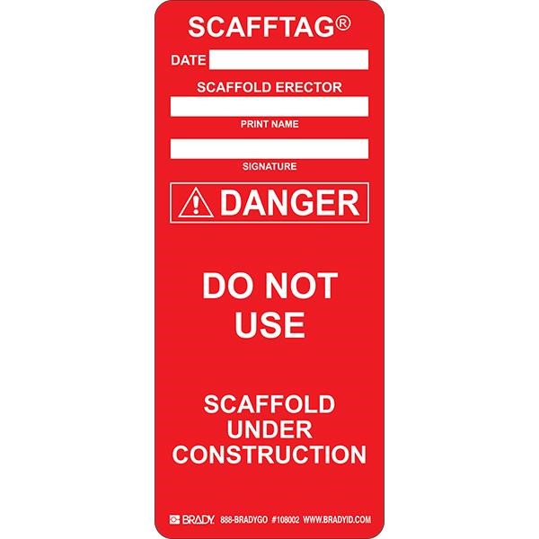 Brady® Scafftag® Danger Inserts, 7 5/8" x 3 1/4", Red, 100/Pkg