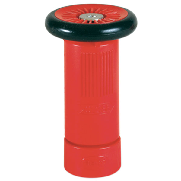 Adjustable Polycarbonate Fire Hose Nozzle, 1" NST, Fog/Stream/Shutoff, 30 gpm, Red, 1/Each