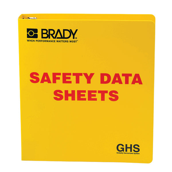 Brady® GHS Standard SDS Binder, 1 1/2" Rings, Red/Yellow, 1/Each