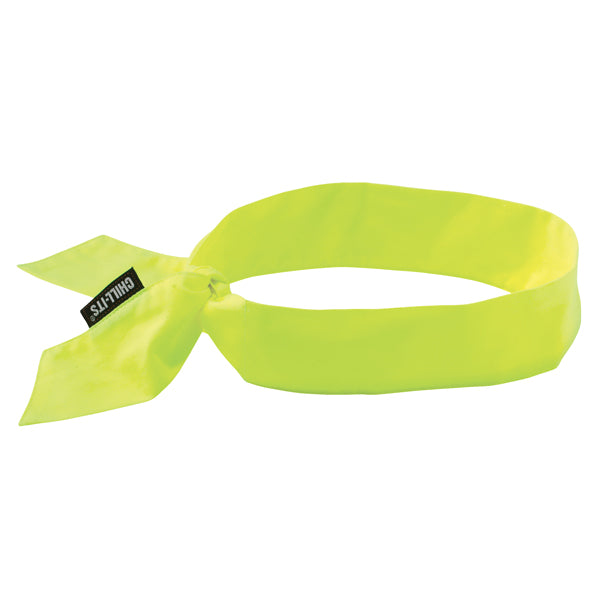 Ergodyne® Chill-Its® 6700 Cooling Bandana, Polymer Crystals, Tie Closure, Lime, 1/Each