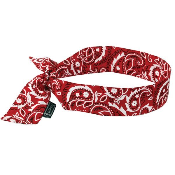 Ergodyne® Chill-Its® 6700 Cooling Bandana, Polymer Crystals, Tie Closure, Red Western, 1/Each
