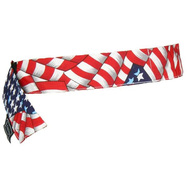 Ergodyne® Chill-Its® 6705 Cooling Bandana, Hook-&-Loop Closure, Stars & Stripes, 1/Each