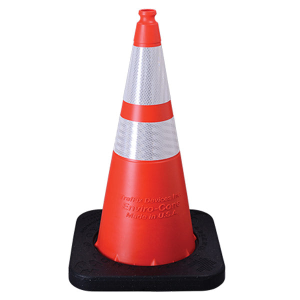 Enviro-Cone® Traffic Cone, 28" w/ 4" & 6" Reflective Collars, 10 lb, Orange/Black, 1/Each