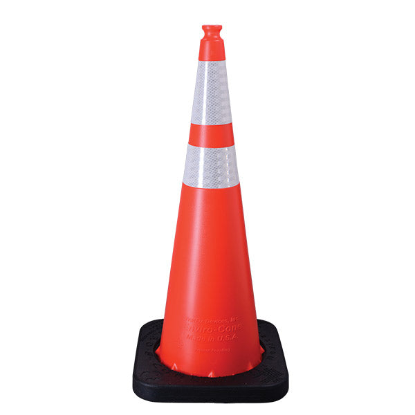 Enviro-Cone® Traffic Cone, 36" w/ 4" & 6" Reflective Collars, 10 lb, Orange/Black, 1/Each