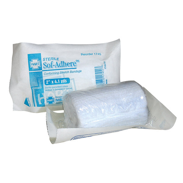 HART Health® Soft-Adhere Gauze Bandage, 2" x 4.1 yd, White, 1/Each