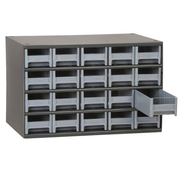 Akro-Mils® 19-Series Heavy-Duty Steel Storage Cabinet, 20 Drawer (Drawer Dimensions: 2 1/16"H x 3 3/16"W x 10 9/16"D), Gray, 1/Each