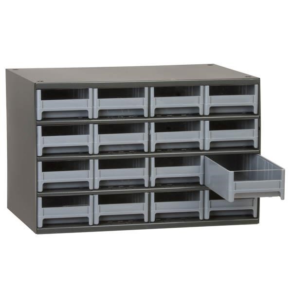 Akro-Mils® 19-Series Heavy-Duty Steel Storage Cabinet, 16 Drawer (Drawer Dimensions: 2 1/8"H x 4"W x 10 9/16"D), Gray, 1/Each