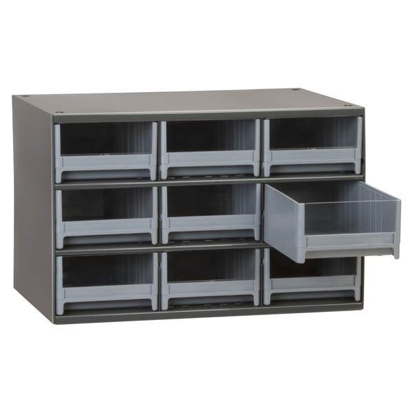 Akro-Mils® 19-Series Heavy-Duty Steel Storage Cabinet, 9 Drawer (Drawer Dimensions: 3 1/16"H x 5 3/16"W x 10 9/16"D), Gray, 1/Each
