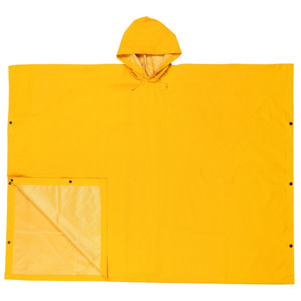 MCR Safety® Schooner II Poncho, 0.35 mm PVC/Polyester, Yellow, 1/Each