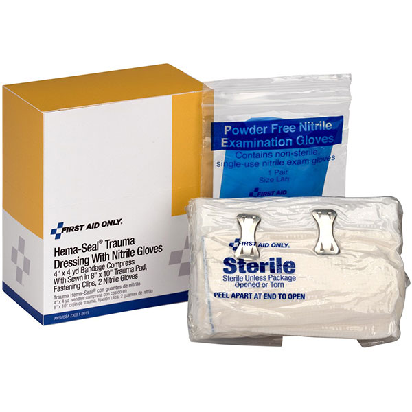 Hema-Seal Trauma Dressing (1/Each) w/ Nitrile Exam Gloves (1/Pair)