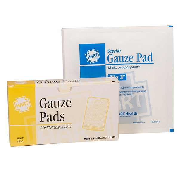 HART Health® Gauze Pads, 3" x 3", 4/Box