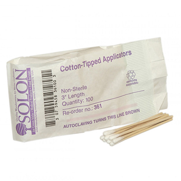 Cotton Tipped Applicators, 3", 100/Pkg