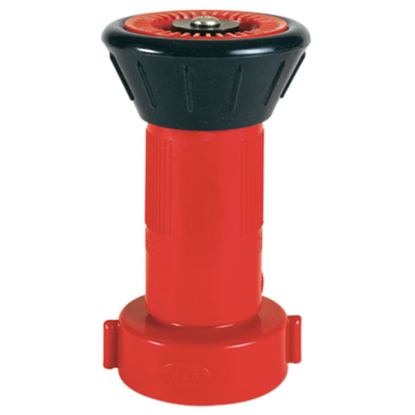 Adjustable Polycarbonate Fire Hose Nozzle, 2 1/2" NST, Fog/Stream/Shutoff, 210 gpm, Red, 1/Each