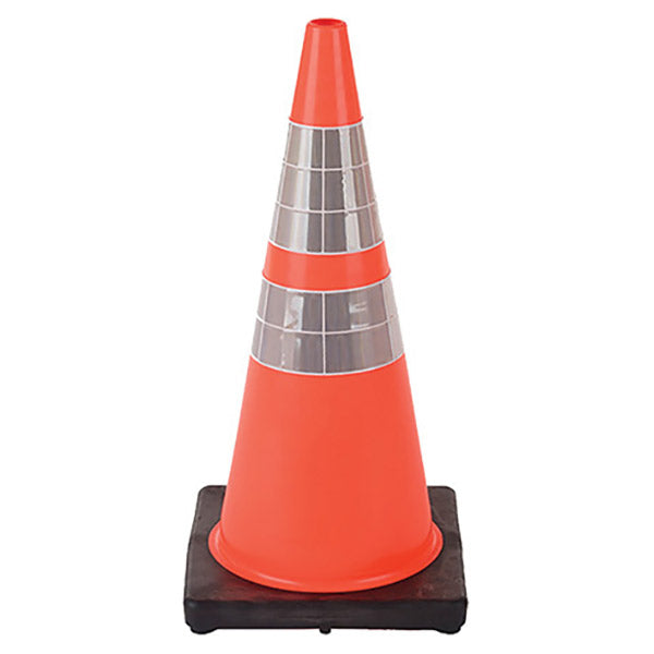 Cortina DW Series Traffic Cone, 28" w/ 4" & 6" Reflective Collars, 7 lb, Orange/Black, 1/Each