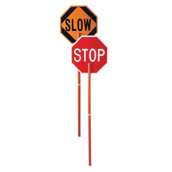 Cortina Stop & Slow Paddle Sign, Engineer-Grade Reflective, 1/Each