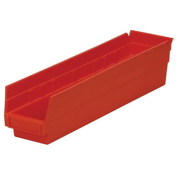 Akro-Mils® Shelf Bin, 17 7/8"L x 4"H x 4 1/8"W, Red, 1/Each