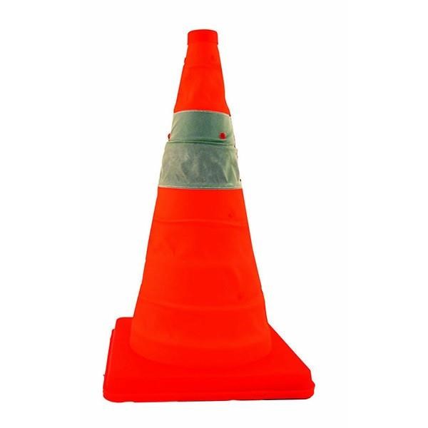 Cortina Pack & Pop Collapsible Cones w/ Light, 18", Orange, 4/Pkg