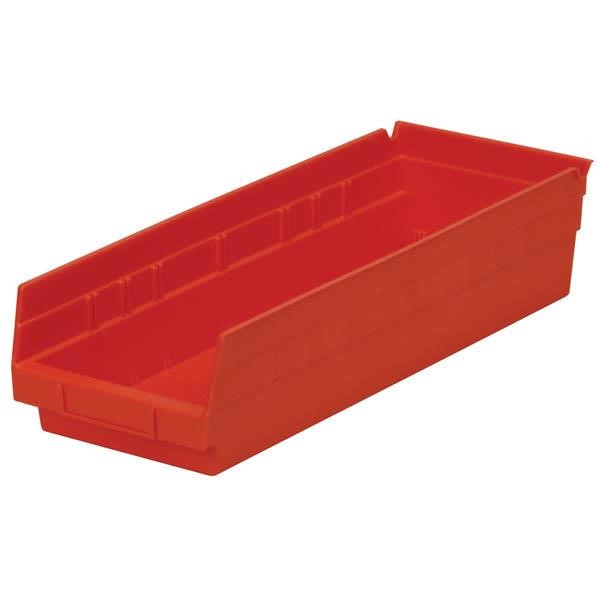 Akro-Mils® Shelf Bin, 17 7/8"L x 4"H x 6 5/8"W, Red, 1/Each