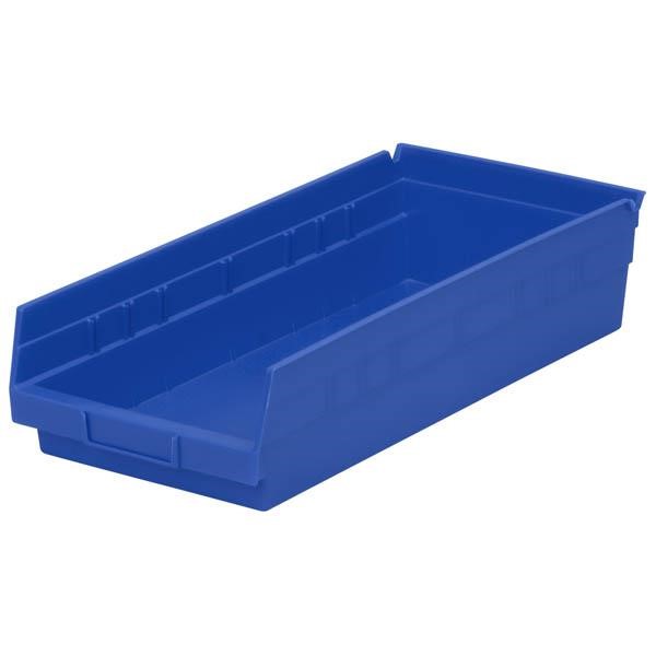 Akro-Mils® Shelf Bin, 17 7/8"L x 4"H x 8 3/8"W, Blue, 1/Each