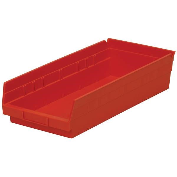Akro-Mils® Shelf Bin, 17 7/8"L x 4"H x 8 3/8"W, Red, 1/Each