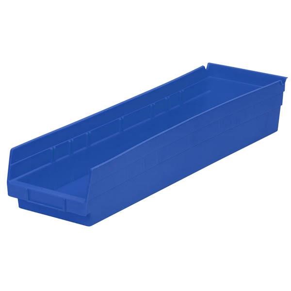 Akro-Mils® Shelf Bin, 23 5/8"L x 4"H x 6 5/8"W, Blue, 1/Each