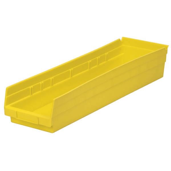 Akro-Mils® Shelf Bin, 23 5/8"L x 4"H x 6 5/8"W, Yellow, 1/Each