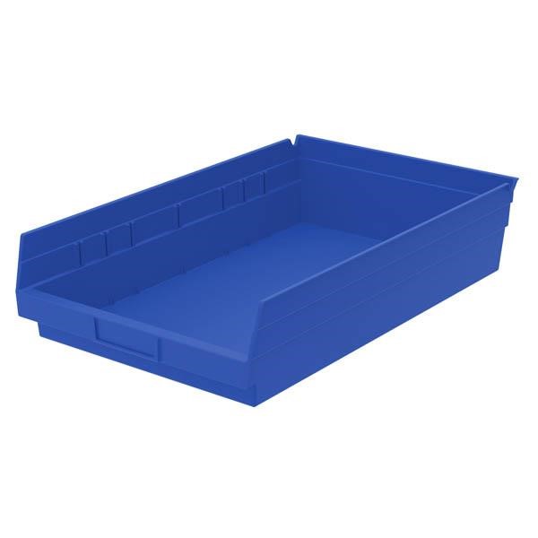 Akro-Mils® Shelf Bin, 17 7/8"L x 4"H x 11 1/8"W, Blue, 1/Each