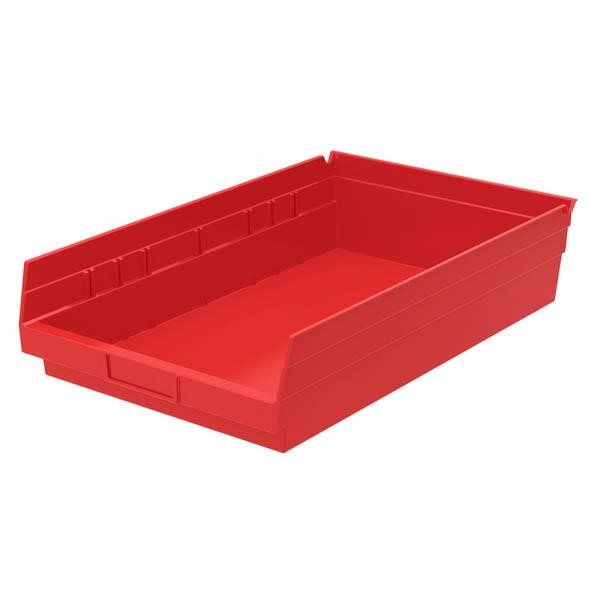 Akro-Mils® Shelf Bin, 17 7/8"L x 4"H x 11 1/8"W, Red, 1/Each
