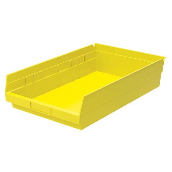 Akro-Mils® Shelf Bin, 17 7/8"L x 4"H x 11 1/8"W, Yellow, 1/Each