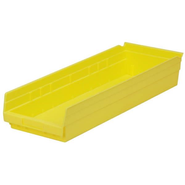 Akro-Mils® Shelf Bin, 23 5/8"L x 4"H x 8 3/8"W, Yellow, 1/Each