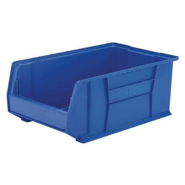 Akro-Mils® AkroBins® Super-Size Storage Bin, 20"L x 8"H x 12 3/8"W, Blue, 1/Each