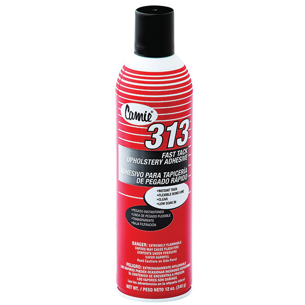 Camie® 313 Fast Tack Upholstery Adhesive, 12 oz Aerosol, Clear, 12/Case