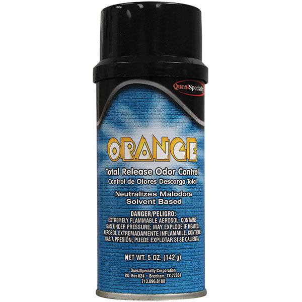QuestSpecialty® Total Release Odor Eliminator, 5 oz Aerosol, Orange, 12/Case