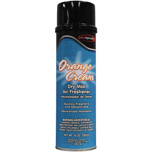 QuestSpecialty® Dry Mist Air Freshener, Orange Cream, 10 oz Aerosol, 12/Case