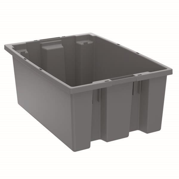 Akro-Mils® Nest & Stack Tote, 19 1/2"L x 8"H x 13 1/2"W, Gray, 1/Each