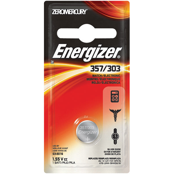 Energizer® 357 Batteries, 3/Pkg