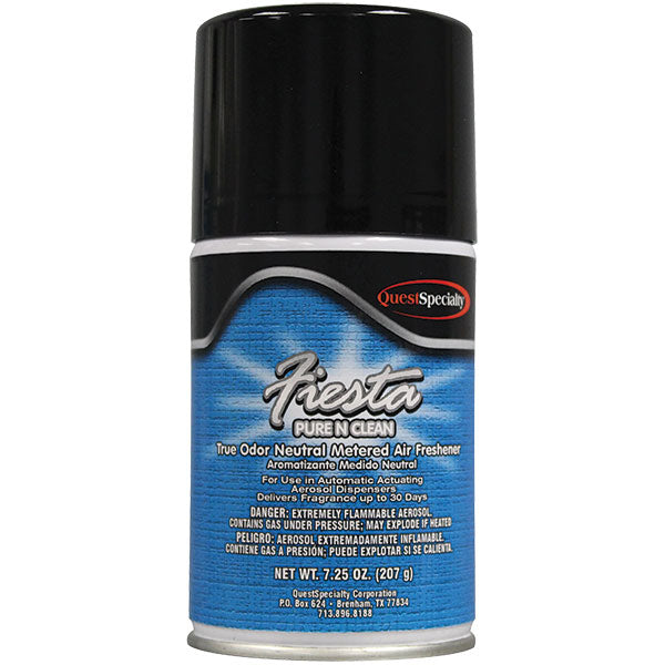 QuestSpecialty® Fiesta Metered Air Freshener, Pure N Clean, 7.25 oz Aerosol, 12/Case