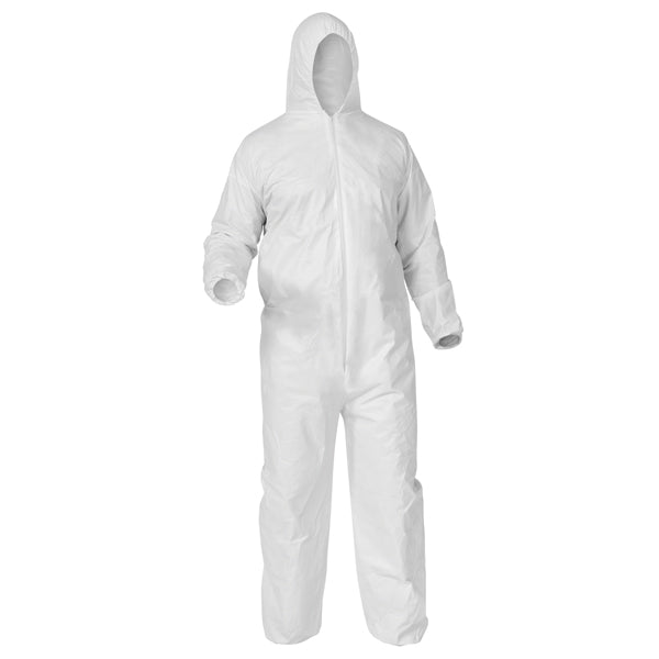 KleenGuard* A35 Liquid & Particle Protection Coveralls w/ Hood, Elastic Wrists, & Ankles, X-Large, White, 25/Case